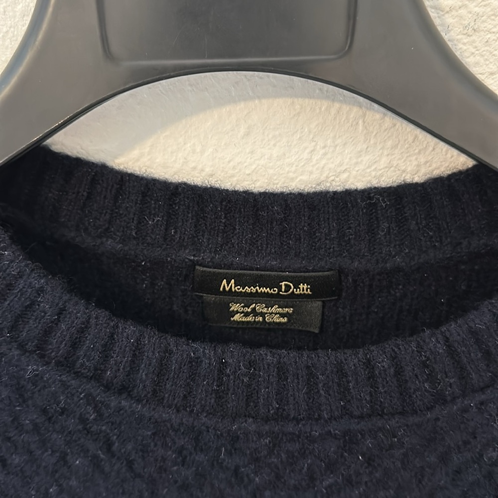 Massimo Dutti Navy Wool Cashmere Sweater View 2